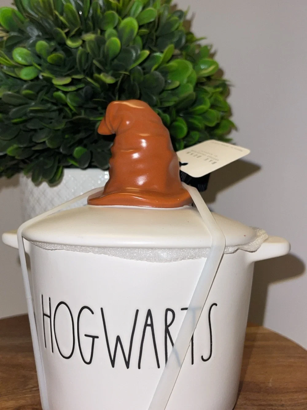 Rae Dunn Disney Harry Potter Ceramic Candy Jar with Witch Hat Lid - White